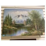 OIL ON CANVAS SIGNED R. BOREN, MOUNTAIN SCENE
