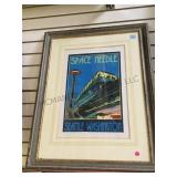 FRAMED & MATTED  PRINT OF A PAINTING SPACE NEEDLE