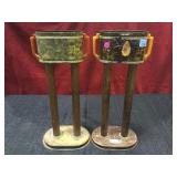 2 ART DECO STANDS W/ BAKELITE DOUBLE HANDLES