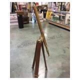 BRASS TELESCOPE ON WOODEN TRIPOD