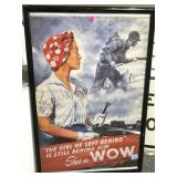 FRAMED REPRO WWII WOMAN ORDIANANCE WORKER POSTER
