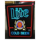 LIGHT UP MILLER LITE PLASTIC BAR SIGN