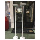 PAIR OF WHITE FLOOR STANDING TORCHIERE LAMPS