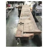 ANTIQUE WOODEN LARGE CARPENTERS WORK BENCH