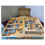 VINTAGE TOOL SETS IN WOODEN BOXES