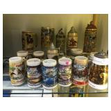 LOT OF BEER STEINS - BUDWEISER, MILITARY AND MORE