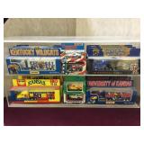 LUCITE DISPLAY CASE W/ SPORTS THEMED TRUCKS, NIB