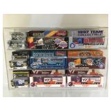 LUCITE DISPLAY CASE W/ SPORTS THEMED TRUCKS, NIB