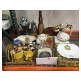 LOT OF KITCHEN DECOR, TEA SET, FIGURINES & MORE