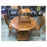 PEDASTAL DINNG TABLE W / 4 CHAIRS