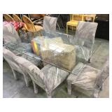 GLASS TOP DINING TABLE W/ 6 CHAIRS