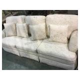 CREAM BROCADE COUCH W/ PILLOWS