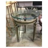 METAL BASED GLASS TOP CIRCULAR END TABLE