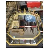 VERY LARGE GOLD GILD BEVELED GLASS WALL MIRROR
