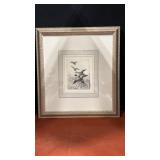 #276 Framed and matted Duck drawing. signed by