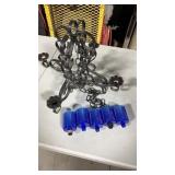 Mid century, modern, hanging cobalt, blue votive