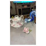 Lot of decorative accent pieces  hand blown blue