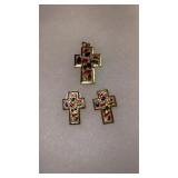 Multi color  enamel and rhinestone abstract