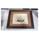 Drawing of Mallard ducks by D Musnet  framed and