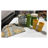 Vintage olive green  electric can opener with