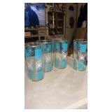 4 Hazel Atlas Atomic starburst glasses turquoise