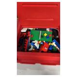 Legos in a red Lego box