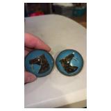 2 Antique horse bridle Rosette blue