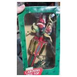 Vintage Santa on carousel motion, light Christmas