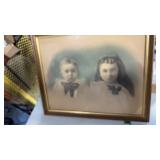 Antique portrait, spooky children framed