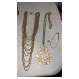 Vintage gold tone necklaces and bracelet