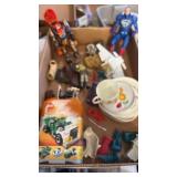 Miscellaneous lot of  toys , figures,  dishes and