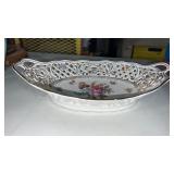 Vintage Schumann Dresden art basket dish