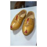 Yellow wooden Dutch  wooden shoes. 13' clogs