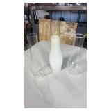 Three oil lamp/hurricane shades