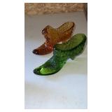 2 decorative glass shoes
