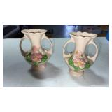 Hull pottery 2 handle vases approximately 5.5'