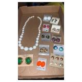 Pierced earrings and necklace