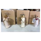 3 willow tree figures with original boxes