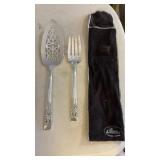 Silverplate pie server and meat fork