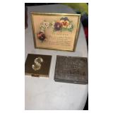 Advertising tin, gold tone money /change holder