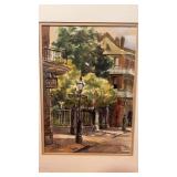 Framed & Matted Watercolor Painting by Delore 10"