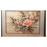 Framed and Matted "Pink Floral Watercolor" Joyce