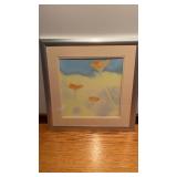 Framed and matted California Poppies   10 x 10