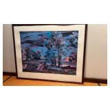 Framed and matted contemporary painting  25 x 18"
