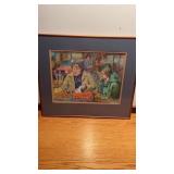 Framed  and matted Selling Apples in Moore street