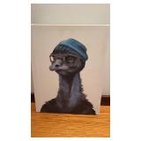 Print on canvas ostrich  wearing glasses  11 x