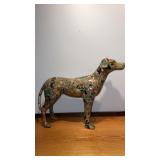 24.5 x 33.3".  Paper mache look plastic dog