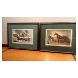 Currier and Ives framed and matted  Winter