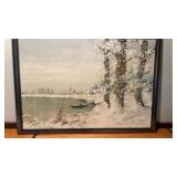 Framed W. Bauer Oil Painting 1960 39" x 26"