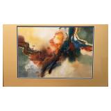 Framed & Matted "Abstract Watercolor Painting" By